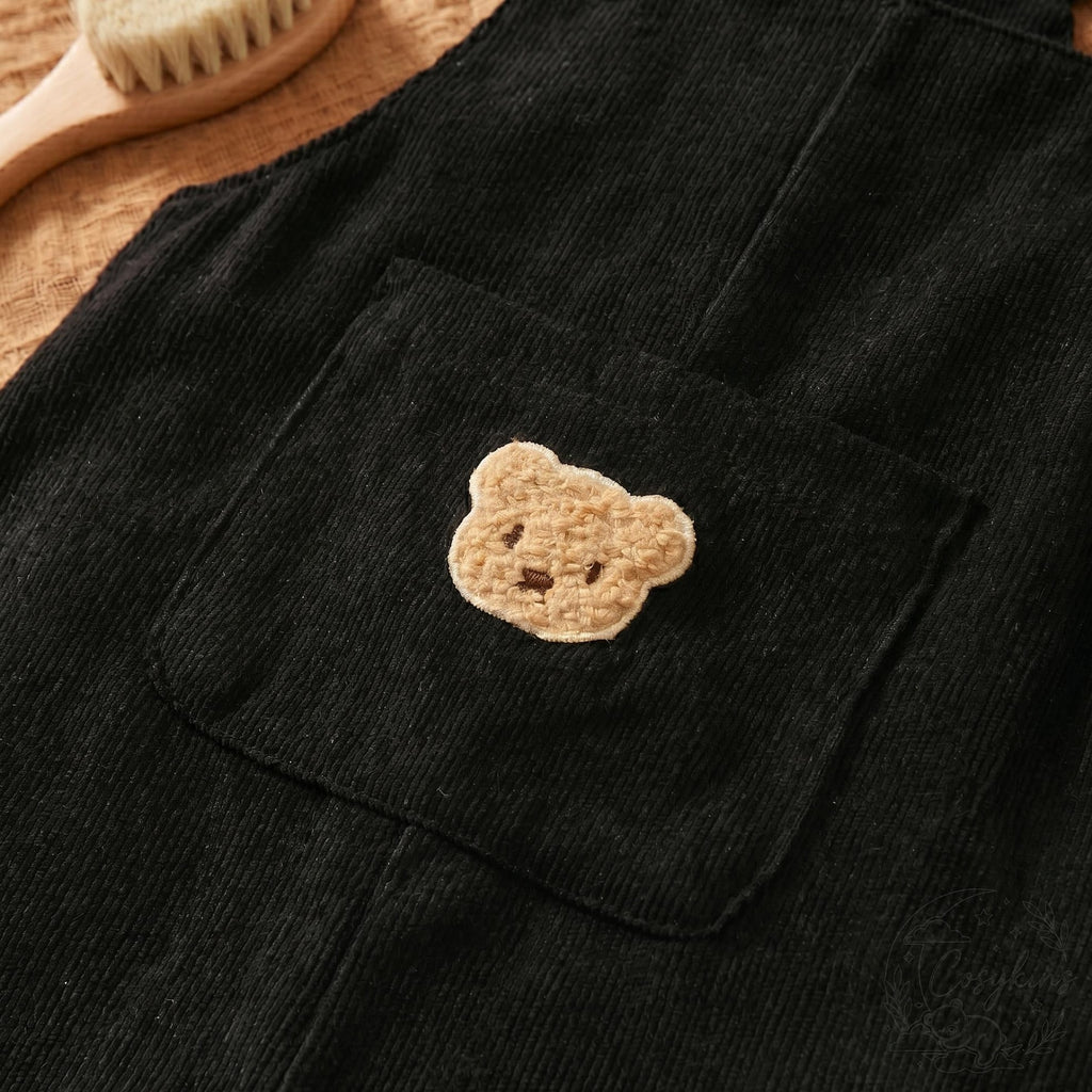 Bambini Craft™ Orso Fluffy Bear Patch Premium Corduroy Infant Overalls & Warm Winter Dungarees