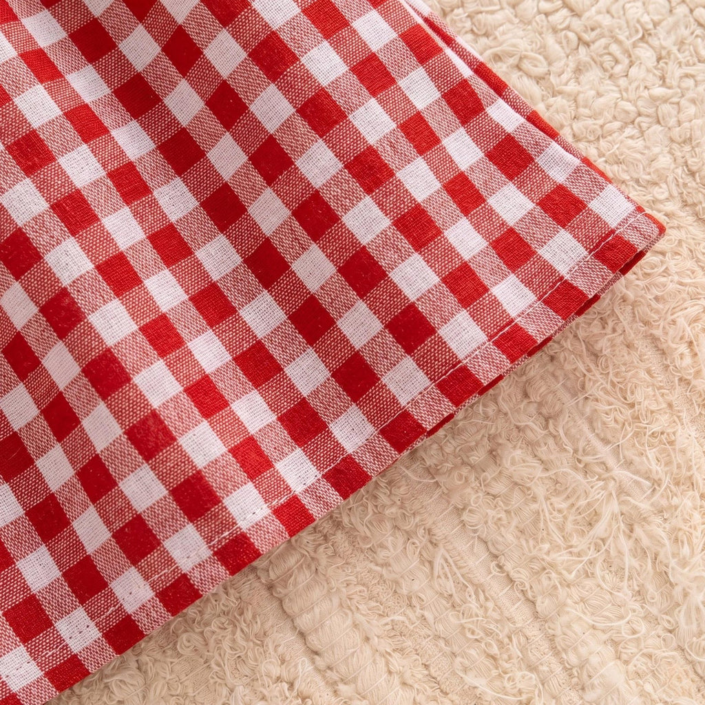 Bambini Craft™ Fragola Strawberry Hand-Crochet Collar Red Gingham Artisan Summer Sundress